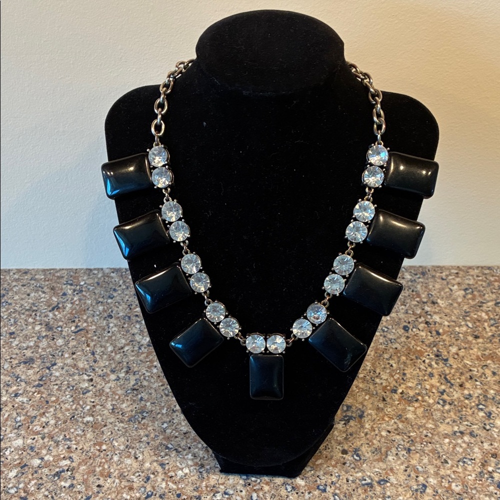 J. Crew black resin and rhinestone necklace